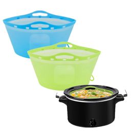 ycgcp 2pcs Silicone Slow Cooker Liners, Reusable Slow Cooker Liners for 6-7-8-10 Quarts, Crock-Pot Liners with Buttons and Hooks for Oval or Round Pot, Leakproof & Easy Clean, Green+Blue… image 1