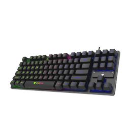 EvoFox Fireblade TKL Semi-Mechanical Gaming Keyboard with Rainbow Backlit& Breathing Effect, Floating Keycaps, 19 Anti-Ghosting & 12 Multimedia Keys, Windows Lock Key, Braided Cable (Black) image 1