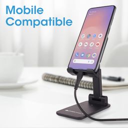 ZEBRONICS MS100 Mobile Holder with Adjustable Height, 130° Angle tilt, Foldable Design, Anti Skid Base, Soft Resting pad, Lightweight and Handy Structure (Black) image 2