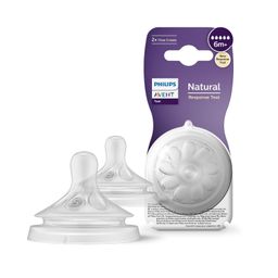 Philips Avent Natural Response Bottle Teat - 2 x Baby Bottle Flow 5 Teats for Babies Aged 6+ Months, BPA Free (Model SCY965/02) image 1