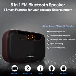 Amkette Pocket Blast 5 in 1 FM Radio with Bluetooth, Powerful Sound, Voice & FM Recording, External Antenna, 7+ Hours Playback, MP3 Player with Number Pad (AUX, SD Card, USB Input) (Brown) image 2