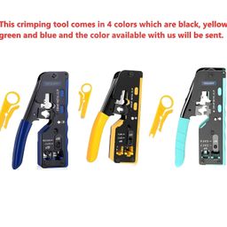 XIKKART Crimping Tool RJ45 | Pass Through Kit All-in-One Ethernet Crimper Cat7 Cat6 Cat5E Tools with Network Cable Tester + Battery, 10-Pack Cat6 RJ45 Passthrough Connector, 10pc Boots (Multicolor) image 2