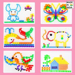Parteet Creative Jigsaw Puzzle Building Nails Blocks | Colorful Nails | Pegboard Educational Toy for Kids (MultiColored) image 3