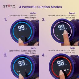 STARQ Flexibend Vacuum Cleaner 2in1 Handheld & Foldable Stick, Laser Guided Brush 400W Touchscreen & 28 Kpa Strong Cyclonic Suction, HEPA Filter Cordless Bagless & Rechargeable Upto 60min Runtime image 5