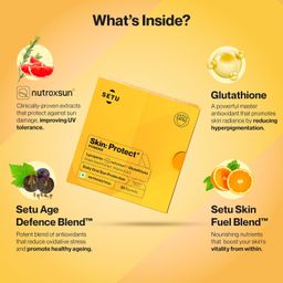 Setu Skin Protect - First Drinkable Sunshield with Plant Based NutroxSun & Glutathione for Advanced Sun Protection | Boosts UV Tolerance, Reduces Pigmentation & Photoaging (30 Sachets, Strawberry) image 3
