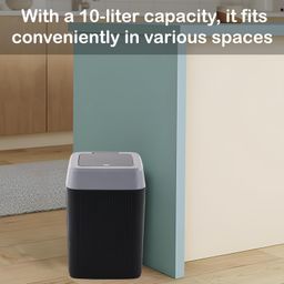 Kuber Industries 10 Ltr Plastic Waste Basket for Kitchen Dustbin with One Touch Press Open Lid | Office and Bathroom Dustbin Garbage Trash Can Bin | Portable Dust Bins for Home | Orbit | Black image 2