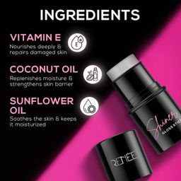 RENEE Shiner Face Gloss Stick | Gives Instant Glossy Shine | Hydrates & Moisturizes | Non-Sticky | Lightweight Formula | Offers Soft Skin | Enriched with Vitamin E, Sunflower Seed & Coconut Oil | 5gm image 3