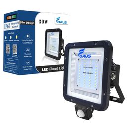 Forus 30W LED Outdoor Flood Light with Motion Sensor, 8-15ft Detection, Day-Night Dual Mode, Auto On/Off, IP67 Waterproof, 5-Year Warranty, Security Light for Factory, Shop, Garden, Cool White-1PC image 1