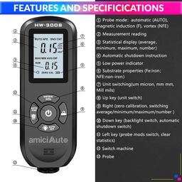 amiciAuto Coating Thickness Gauge, 0-2000um Car Paint Depth Meter with LCD Display and Backlit image 4