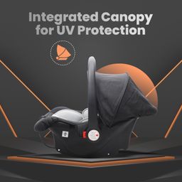 R for Rabbit Picaboo Grand 4 in 1 Multi Purpose Baby Carry Cot Cum Car Seat with 3 Level Recline Position and Detachable Base Carry cot for 0 to 15 Months Baby (Black Grey) image 4