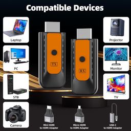 netsyte Wireless HDMI Transmitter and Receiver: Plug & Play Wireless HDMI Extender 100ft/30m,4K Decode 1080P for Output Streaming Video and Audio from Laptop/PC/TV Box/Projector to Monitor/HDTV image 3