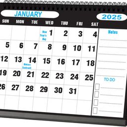 AccuPrints 2025 -Size 5.8 by 8.2 inch Offices Desk Calendar Large Dates with Space for Marks/Notes-Blacl Color image 1