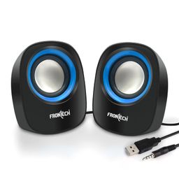 FRONTECH Premium 2.0 Channel USB Powered Speakers - 1.5W x 2 Output, AUX Input, Foam Edge, 1-Year Warranty (SPK-0003-Blue) image 1