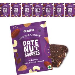 Gladful Cocoa & Cashews Date Nut Square | Sugar-Free, Dates and Dry Fruits Based Dessert Bites / Barfi / Chakki | High in Protein & Fiber (20gram X 8) image 3