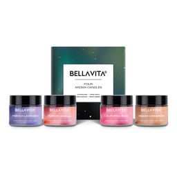 Bella Vita Organic Soy Wax Aroma Candles Set Of 4 Scented Aromatic Fragrance Vanilla, Cinnamon, Lavender & Rose For Gifting Home, 60 Gms Each,Up To 15 Hours Burn Time image 1