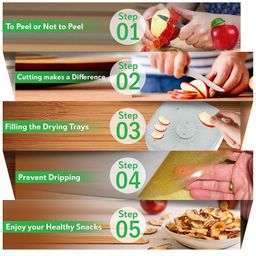 zaego Food Dehydrator Stackable Trays for Healthy Snacks, Fruit, Vegetables, Meat, Fish, Jerky Maker Multiple Use, Multifunction Kichen Dehydrator Machine with 5 Stackable Trays.-(white) image 3