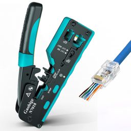 Gaobige Network Tool Kit, Pass Through rj45 Crimp Tool Kit, Cat7 Cat6A Cat6 Cat5e Cat5 rj45 Crimping Tool with 50PCS cat6 Pass Through Connectors, Network Tester, Wire Cutter image 2