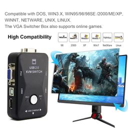 XIKKART 2 Port KVM Switch USB 2.0 KVM Switch Box to Control up to 2 Computers 2 in 1 Out Switch USB Keyboard Mouse Sharing Device for Computer, PC, Laptop, Desktop, Monitor, Printer, Sharing Video image 4