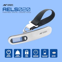 Ant Esports AELS020 Portable Digital Luggage Scale, 50Kgs Hanging Baggage Scale with Backlit LCD Display, Portable Suitcase Weighing Scale, Travel Luggage Weight Scale with Strong Straps for Travelers image 2