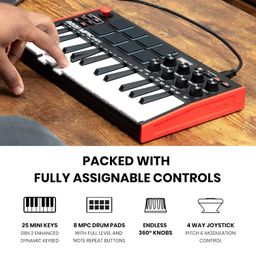 Akai Professional MPK mini MK3 25 Key USB MIDI Keyboard Controller with 8 Backlit Drum Pads, 8 Knobs and Music Production Software included, red&black MPKMINIMKIII image 3