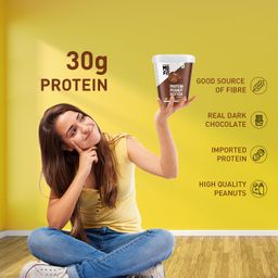 MuscleBlaze Fit High Protein Peanut Butter, Crunchy (Dark Chocolate Spread, 1kg) | 27g Protein | With Pea Protein & Whey Protein Concentrate | Fit Pack image 4