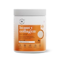 Wellbeing Nutrition Korean Beauty Marine Collagen Skin Radiance Peptides 8g | Biotin, Vitamin C, E, Hyaluronic, Astaxanthin | Clinically Proven Healthy Skin, Hair & Nails | Mango Peach powder, 250gms image 1
