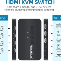 generic ULTRABYTES 4K HDMI KVM Switch, 4 Port HDMI USB Switch for 4 Computer Share a 4K@30Hz Monitor and 3 USB Device Keyboard Mouse Printer, Including 4 KVM Cables(UB-4-PORTKVM) image 3