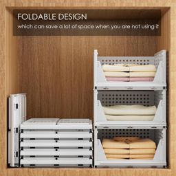 Drumstone (𝗦𝗽𝗲𝗰𝗶𝗮𝗹 𝟭𝟬 𝗬𝗲𝗮𝗿𝘀 𝗪𝗮𝗿𝗿𝗮𝗻𝘁𝘆 Stackable & Foldable Almirah with Sliding Rail - 4-Layer Multipurpose Clothes Organizer for Wardrobe, No Assembly Required image 4