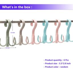 JIALTO 4 PCS Multi-Function 360 Degree Rotatable 4 Claw Hook Closet Hanging Organizer Hangers for Closet Organizer, 360 Degree Rotating Closet Clothes Hangers with 4 Claws (Multicolor) image 3