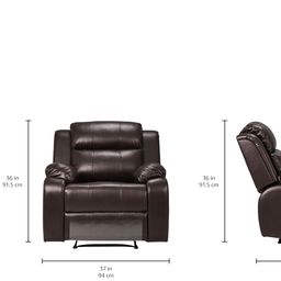 Amazon Brand - Solimo Polaris 1 Seater Leatherette Recliner (Brown) image 2