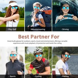 tulbeys Smart Glasses, Bluetooth Audio Sunglasses for Men Women, Integrated Speaker & Mic, UV400 Polarized Lens, Open Ear Music, MFB Buttons Control Voice Assistant for Outside（Blue） image 4