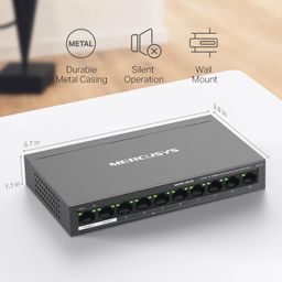 Mercusys MS110P 10-Port 10/100Mbps Desktop Switch with 8-Port PoE+ Network Hub|Works with IEEE 802.3af/at Compliant PDs|PoE Auto Recovery | Plug and Play| Durable Metal Casing image 3
