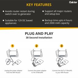 Oakter Mini UPS for 12V WiFi Router Broadband Modem | Backup Upto 4 Hours | WiFi Router UPS Power Backup During Power Cuts | UPS Broadband Modem (12 Volt Backup 4 HRS) image 3