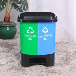 Nilkamal Plastic 2 In 1 Dustbin |10 litre Capacity | Pedal Dustbin | Wet & Dry Waste Segregation | With Lid and Detachable Bin | Garbage Waste Bin with Handle | Dustbin for Home Kitchen and Office image 2