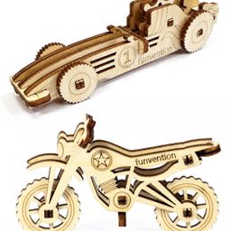 Funvention Birthday Return Gifts (Pack of 6) Fun Fidgets - Racer Car & Bike | DIY Miniature Mechanical Models 3D Puzzle Return Favours for Kids Birthday Party 5+ Years Made in India Toys image 4
