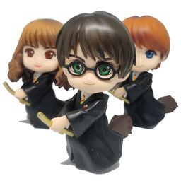 Tinion|| Harry Potter 3pc Set with Broom Action Figure Special Edition Action Figure for Car Dashboard, Decoration, Cake, Office Desk & Study Table (Pack of 3) (Height-8 cm) image 1