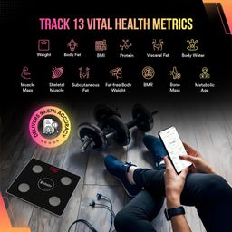 Blubein Smart Weight Scale with BMI & Body Fat Analyzer | Body Composition Scale Tracks 13 Essential Body Metrics | High Precision Sensors & Bluetooth App Sync - Black image 5