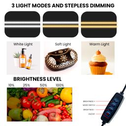 HIFFIN 60X60Cm Professional Photo Studio Portable Light Tent with Two Magnet Led Strips and 3 Backdrop White, Black, Yellow with Controller Adapter Min.3V-Max.12V image 2