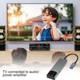 ETZIN 6 in 1 USB Multi-Functional Sound Card USB Fiber Optic SPDIF Sound Card Computer External Multifunction Support AC-3 for -Compatible 5.1 Sound EPL-1245UG image 2