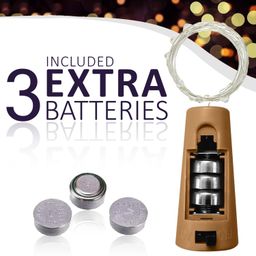 Lexton 20 LED Wine Bottle Cork Lights Copper Wire String Lights (Warm White, Pack of 2) - Includes Additional 3 Button Cells for Extended Use image 3