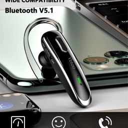 Jinreoo Bluetooth Earpiece, V5.1 Ultralight Wireless Handsfree Headset for Cell Phone with Noise Cancellation Microphone for iOS Android Samsung Laptop Trucker Driver (YBTOO-Q5) image 4
