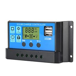 Lampion Electronics Solar Charge Controller 20A, LCD Display, 2 USB Port 3Amp, Intelligent Battery Regulator 12V/24V PWM Controller for Lead Acid Battery image 2