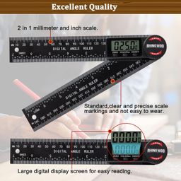 tbvhomm Digital Angle Finder Protractor, Angle Finder Ruler with 7inch/200mm, Angle Measuring Tool for Woodworking/Carpenter/Construction/DIY Measurement(2 Batteries Included) (Enhanced ABS) image 3