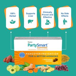 Himalaya PartySmart |5 Gummies| Hangover prevention for better morning| Supports Liver| Herbal Solution, Safe, Effective & Clinically Proven image 5