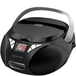 Craig CD6925 Portable Top-Loading Boombox with AM/FM Radio - Black, LED, Programmable, CD-R/CD-W, Auxilary Port image 1
