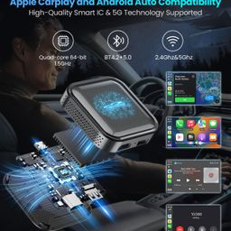 timeknow Wireless Carplay & Android Auto Adapter, Magic Ai Box 2.0 with Netflix YouTube Tiktok, Upgrade LED Wireless Android Auto HDMI Dongle for Phone to Miracast/Stream Media to Car/TV image 4