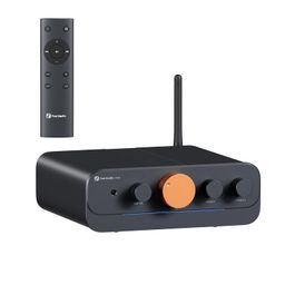 Fosi Audio HT4S Bluetooth Amplifier 4.1/5.0 Ch Stereo for Outdoor Speakers, 4-Channel Power Amplifier for Bass Shaker Sim Racing Cockpit, Support AUX/Optical Input with Remote Control image 1