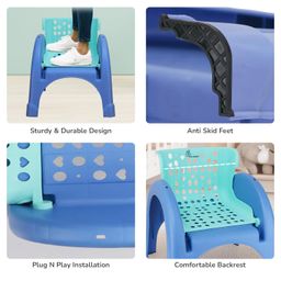 R for Rabbit Jelly Bean Plus Chair with Shampoo Bowl 3 in 1 Multi-Functional Baby Study, Shampoo, Meal & Regular Kids Seating Chair with High Backrest for 1-8 Years Kid, Weight Upto 40Kgs (Green Blue) image 5