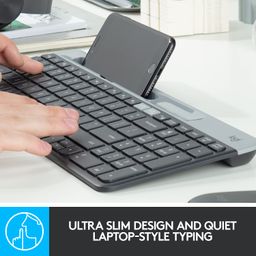 Logitech K580 Slim Multi-Device Wireless Keyboard Bluetooth/Receiver, Compact, Easy Switch, 24 Month Battery, Win/Mac, Desktop, Tablet, Smartphone, Laptop Compatible - Graphite image 4