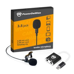 Powerdewise Type-C USB Microphone Lavalier Lapel Microphone Omnidirectional with Sound Card Designed for Pc Microphone MacBook Microphone Ipad for Recording, YouTube, Conference, and As Streaming Mic image 1